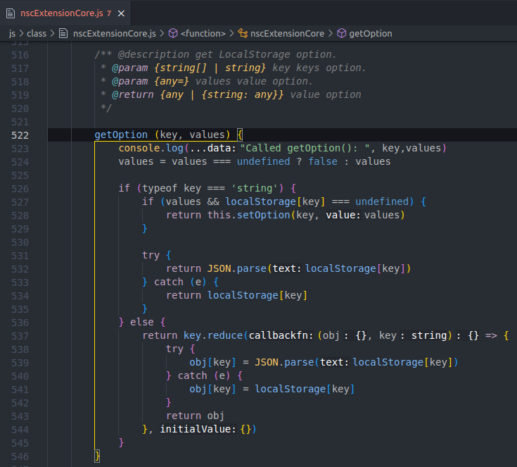 console log